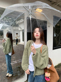 Haddgisystudi Loose Autumn Clothing Yellow Knitted Cardigan Top