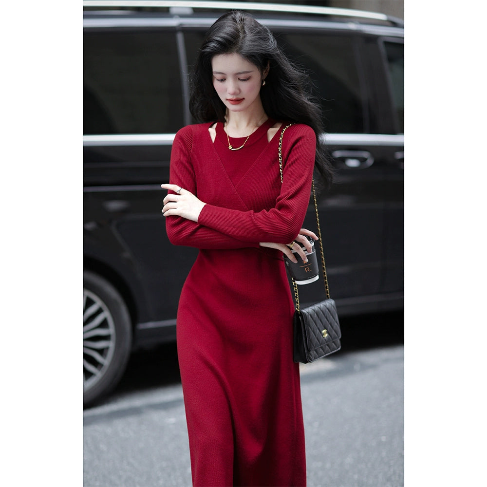 Meizishule Merino Wool Long Sleeve Knitted Dress Normabest Meizishule Merino Wool Long Sleeve Knitted Dress Normabest