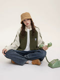 Women's retro patchwork stand-up collar sweater