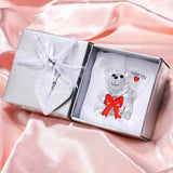 I Love You Gift - Crystal Bear and Glass Artificial Flowers