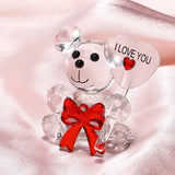 I Love You Gift - Crystal Bear and Glass Artificial Flowers