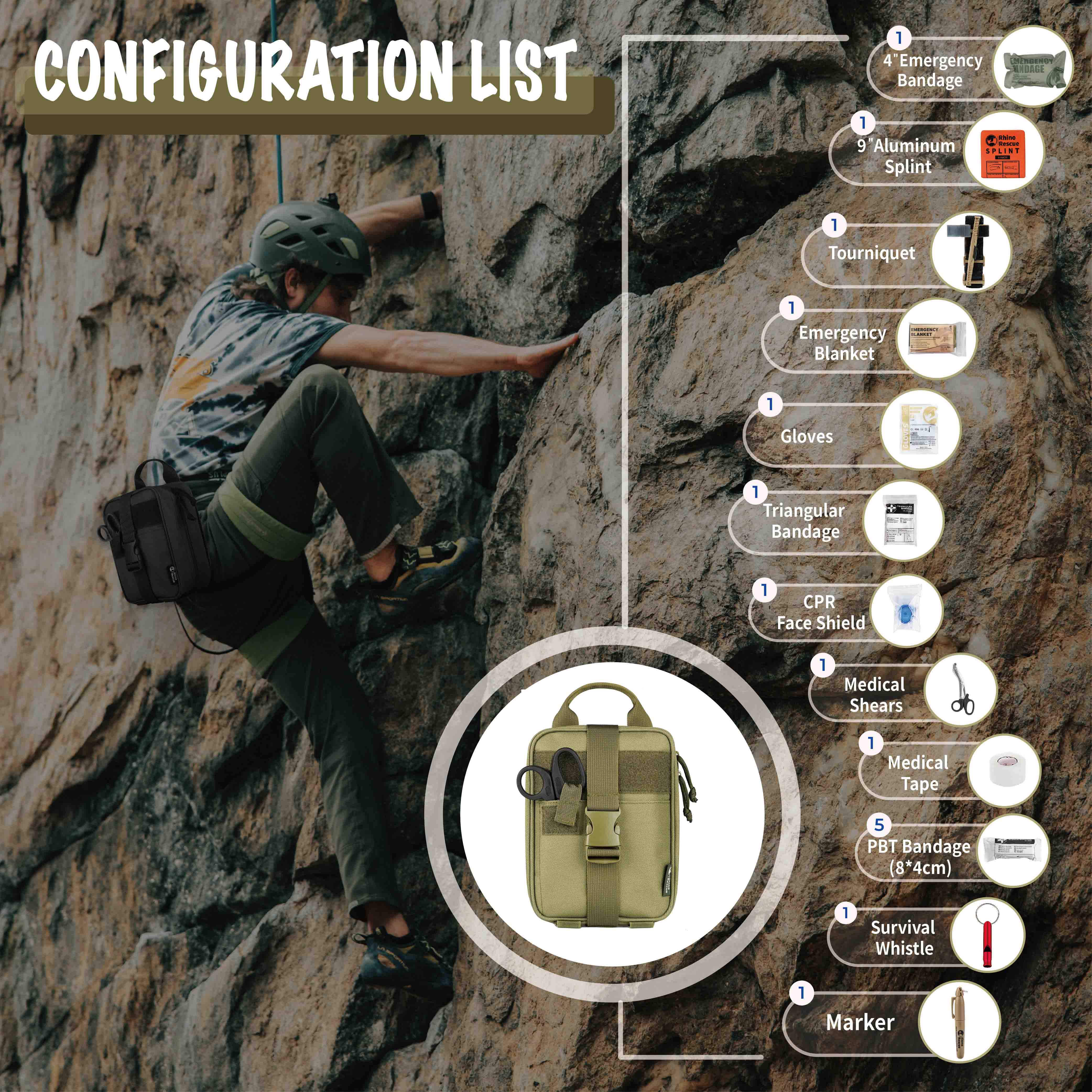 military survival gear list First Aid Survival Kit with 20 EMT Items for Military Emergency Outdoors