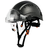 CE Carbon Fiber Pattern Construction Safety Helmet With Build In Visor Goggles - Normabest