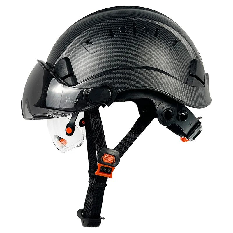 ansi bike helmet CE Carbon Fiber Pattern Construction Safety Helmet With Build In Visor – Normabest