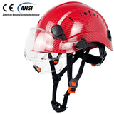 CE Carbon Fiber Pattern Construction Safety Helmet With Build In Visor Goggles - Normabest