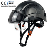 CE Carbon Fiber Pattern Construction Safety Helmet With Build In Visor Goggles - Normabest