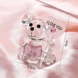 I Love You Gift - Crystal Bear and Glass Artificial Flowers