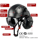 Carbon Fiber Pattern Safety Helmet With Visor - Normabest