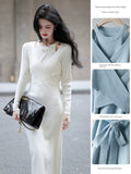 Meizishule Merino Wool Long Sleeve Knitted Dress