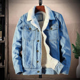 Men Fleece Thick Warm Cowboy Denim Coats