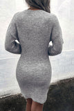 Ribbed Long Sleeve Sweater Dress - Normabest