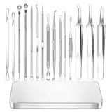 15Pcs  Stainless Steel Blackhead Remover Pimple Popper Tools Kit with Metal Case - Normabest