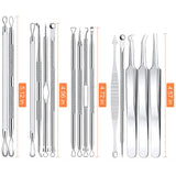 15Pcs  Stainless Steel Blackhead Remover Pimple Popper Tools Kit with Metal Case - Normabest