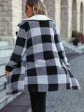 Plaid Open Front Coat with Pockets - Normabest