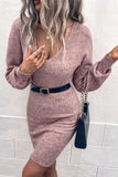 Ribbed Long Sleeve Sweater Dress - Normabest