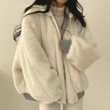 Winter Fleece Fluffy Thick Warm Fuzzy Plush Zipper Jacket