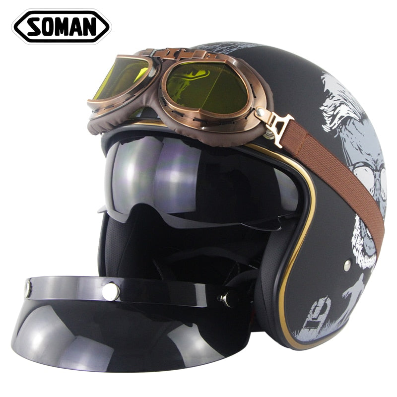 3 4 motorcycle helmet goggles Motorcycle Helmet 3/4 Open Face