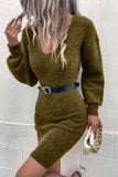 Ribbed Long Sleeve Sweater Dress - Normabest