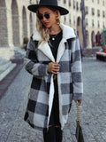 Plaid Open Front Coat with Pockets - Normabest