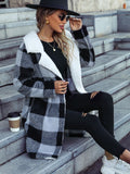 Plaid Open Front Coat with Pockets - Normabest