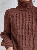 Full Size Turtleneck Rib-Knit Slit Sweater - Normabest