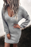 Ribbed Long Sleeve Sweater Dress - Normabest