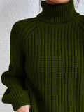 Full Size Turtleneck Rib-Knit Slit Sweater - Normabest