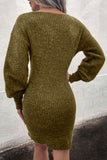 Ribbed Long Sleeve Sweater Dress - Normabest