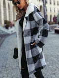 Plaid Open Front Coat with Pockets - Normabest