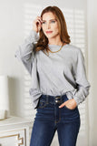 Double Take Seam Detail Round Neck Long Sleeve Top - Normabest