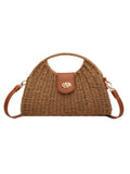 Straw Contrasting Color Tote Bag